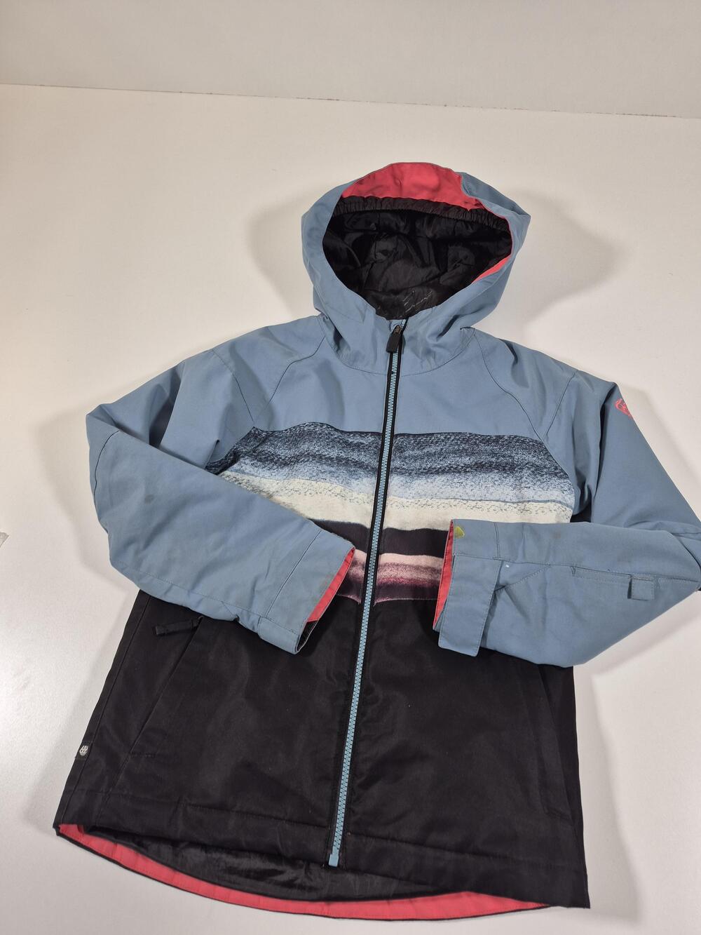 686 Women's Blue Black Athena InfiDRY Hooded Insulated Ski Jacket Small FLAW